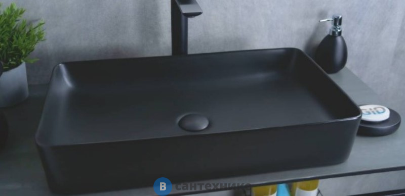 Раковина накладная GID-ceramic Bm9396 черный матовый (600х340х110)