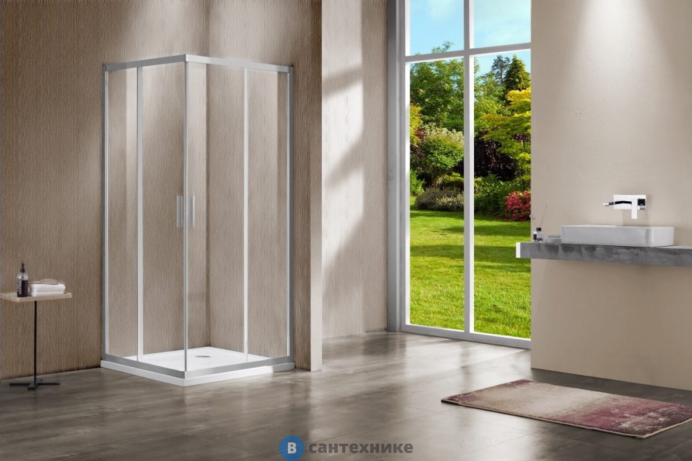 Душевой уголок Vincea Garda VSS-1G8012CLBN, 1200*800, брашированный никель, стекло прозрачное