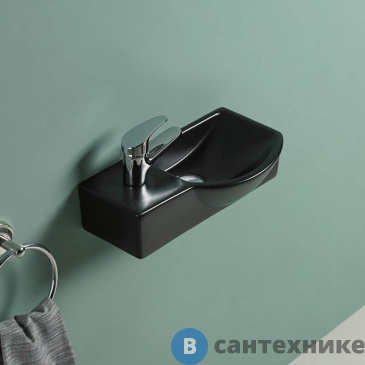 картинка Раковина WELTWASSER AISBACH 7940 MT-BL L подвесная (матовая черная) 400х220х120 мм