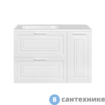 картинка Тумба под раковину Style line Альба (2 ящ./корзина) Барселона 90 левая, Люкс, белый, универсальная PLUS (4650134472905)