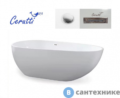 картинка Ванна акриловая Ceruttispa MIMI150 (1500x750x560) отдельностоящая, со сливом-переливом (CT11289)