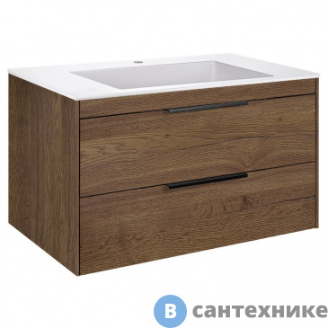 картинка Тумба под раковину Vincea Chiara 2D 800 подвесная, 2 выкатных ящика soft-close, T.Oak (VMC-2C2800TO)