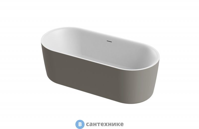 Акриловая ванна CEZARES белая матовая внутри, серая матовая снаружи,  METAURO-INT-Central-180-80-60-G-W-MATT
