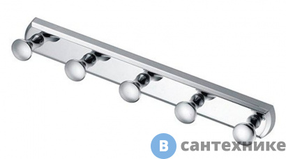 картинка Кронштейн настенный WasserKRAFT K-1075 5 крючков металл, хромоникелевое покрытие