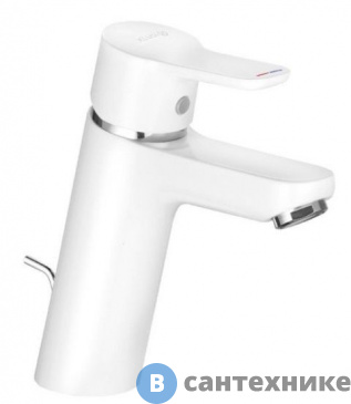 картинка Однорычажный смеситель Kludi PURE&EASY XL 372909165 на умывальник, с донн. клапаном, белый