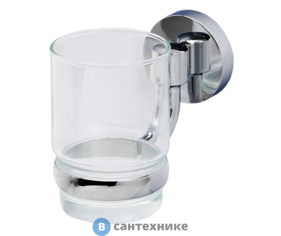 Подстаканник стеклянный WasserKRAFT Rhein K-6228 металл, хромоникелевое покрытие, прозрачное стекло