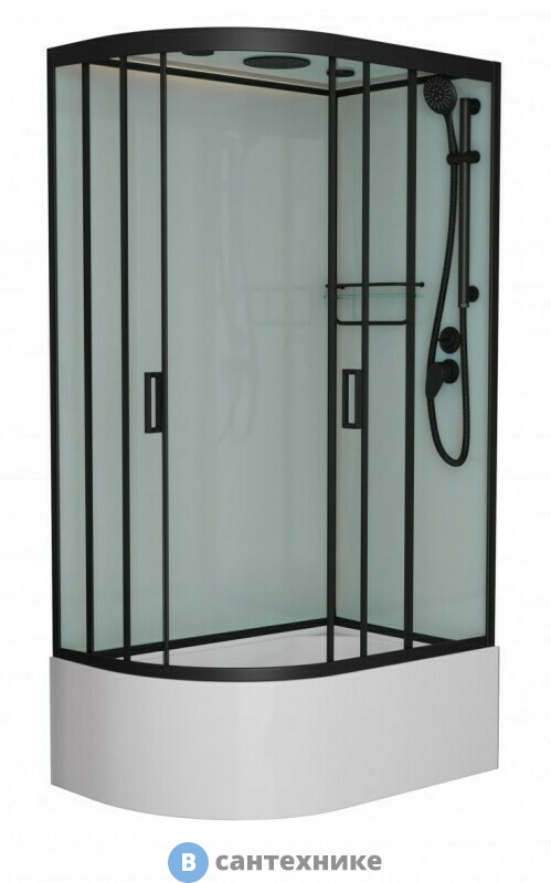 Душевая кабина Frank F412/2R М Black правосторонняя высокий поддон матовое стекло