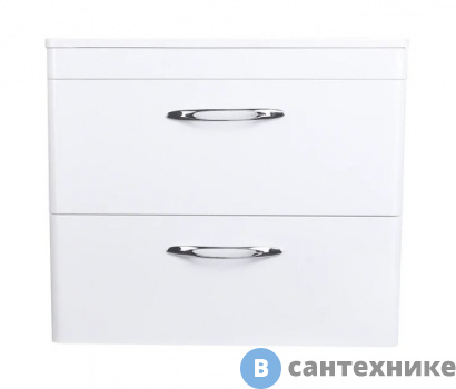 картинка Тумба под раковину Style line Каре 70 (2 ящ.) Люкс белая, подвесная PLUS (2000949234267)