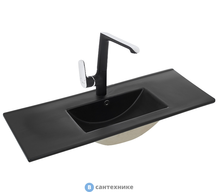 Раковина WELTWASSER DEILBACH 7517- 80 MT- BL врезная (матовая чёрная) /810х395х175/