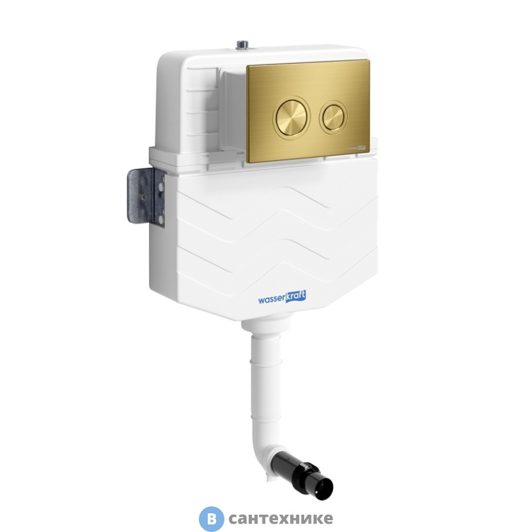 Встраиваемый смывной бачок WasserKRAFT Aller 10TLT.031.ME.MG01, кнопка смыва (матовое золото)