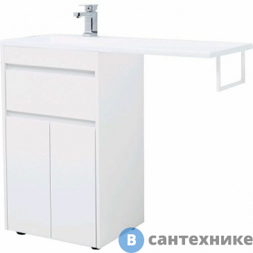 картинка Тумба с раковиной Aquanet Токио 110 L белый (напольная, 1 ящик, 2 дверцы) (239204)