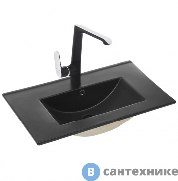 картинка Раковина WELTWASSER DEILBACH 7517- 60 MT- BL врезная (матовая чёрная) /610х395х175/