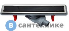 Душевой трап Pestan 13000292 линейный 550 мм CONFLUO PREMIUM WITH BLACK GLASS LINE, двухсторонняя - чёрное стекло/ матовый хром без перфорации, рамка - матовый хром