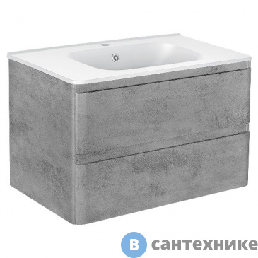 картинка Тумба под раковину Vincea Vico 800 подвесная, 2 выкатных ящика soft close, Beton (VMC-2V800BT)