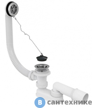 картинка Сифон AlcaPLAST для ванны, хром (57 см) (A501)