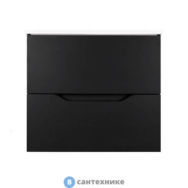 Тумба Orange Li-60Tub+Ra подвесная Line 60 чёрная с раковиной, чёрный матовый, 62х53х47 см