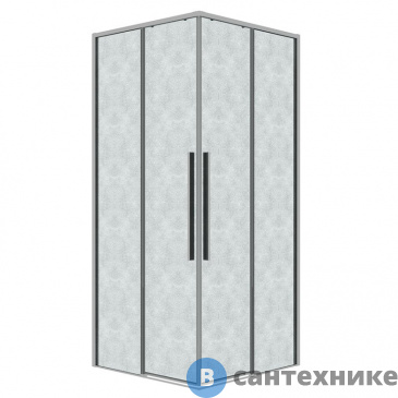 картинка Душевое ограждение Grossman Galaxy 300.K33.01.9090.10.02 (90*90*195) квадрат, раздвижная, хром, стекло шиншилла, без поддона