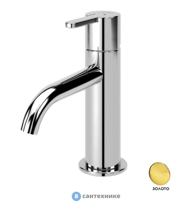 Смеситель Cezares LEAF-LSM2-PO для раковины однорычажный, с донным клапаном, Gold PVD