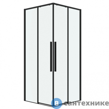 картинка Душевое ограждение Grossman Galaxy 300.K33.01.9090.21.00 (90*90*195) квадрат, раздвиж, черн. мат., стекло прозрач, без поддона
