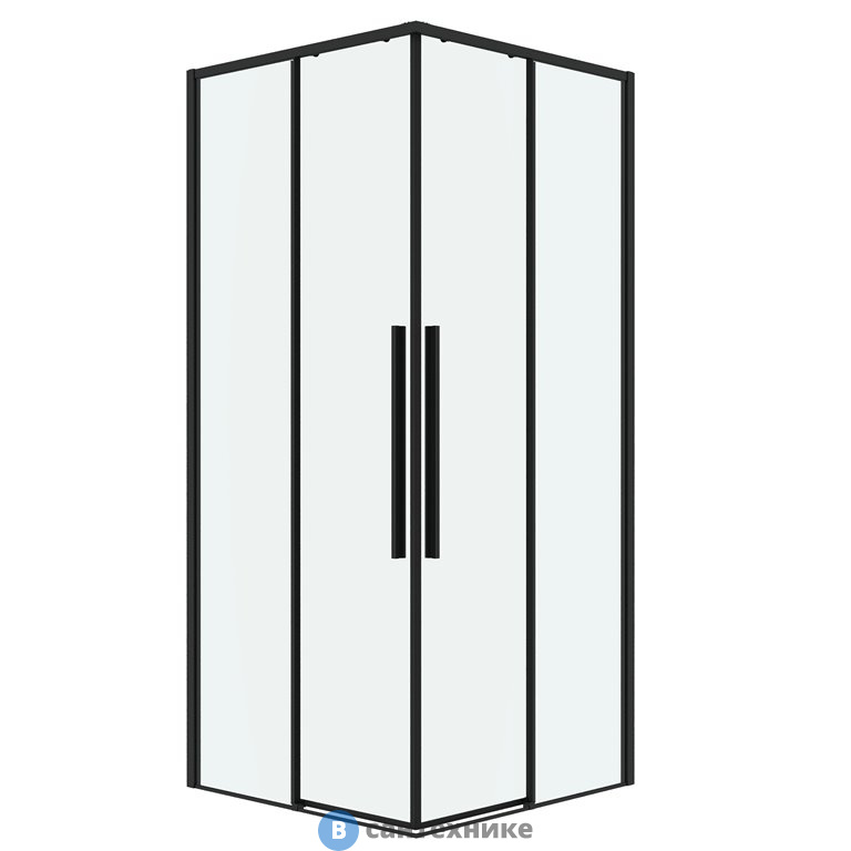 Душевое ограждение Grossman Galaxy 300.K33.01.9090.21.00 (90*90*195) квадрат, раздвиж, черн. мат., стекло прозрач, без поддона