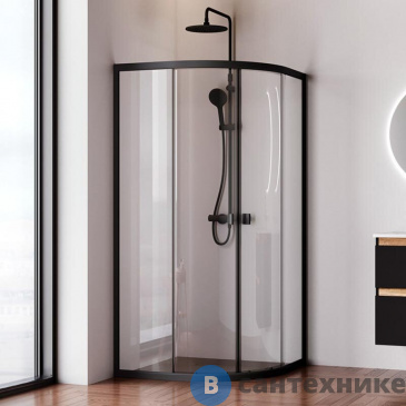 картинка Душевое ограждение АМ.РМ W88G-205-090BT64 X-Joy Twin Slide, 90x90, профиль чёрный, без поддона