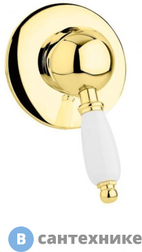 картинка Смеситель Cezares ELITE-DIM-03/24-Bi встраиваемый однорычажный для душа, золото, ручки белые