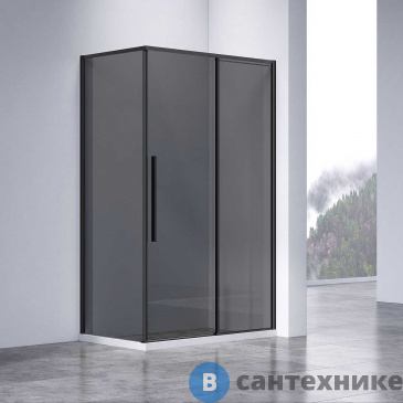 картинка Душевой уголок Vincea Slim-N VSR-4SN9012CGB, 1200*900, черный, стекло тонированное, без поддона