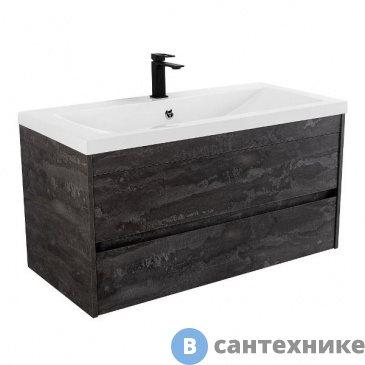 картинка Тумба под раковину Art & MAX FAMILY-M Family-M-1000-2C-SO-IS подвесная с двумя выкатными ящиками, Iron Stone, 1000x480x550