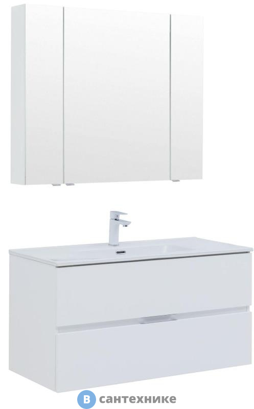 Комплект мебели Aquanet Алвита new 100 2 ящ. белый матовый (274205)