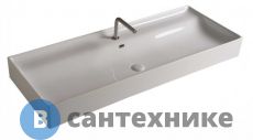Раковина TECLA TOUCH TC08011 чаша в центре, белый глянцевый, 121x46x12,5
