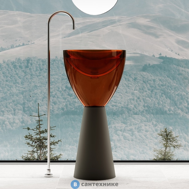 Раковина ABBER Kristall AT2703Black-Opal отдельностоящая прозрачная черный/коричневый