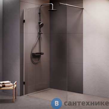 картинка Душевая перегородка АМ.РМ W94UWI-120-F1-BTE X-Joy 120x195, стекло прозр. 8 мм, фурнитура чёрный