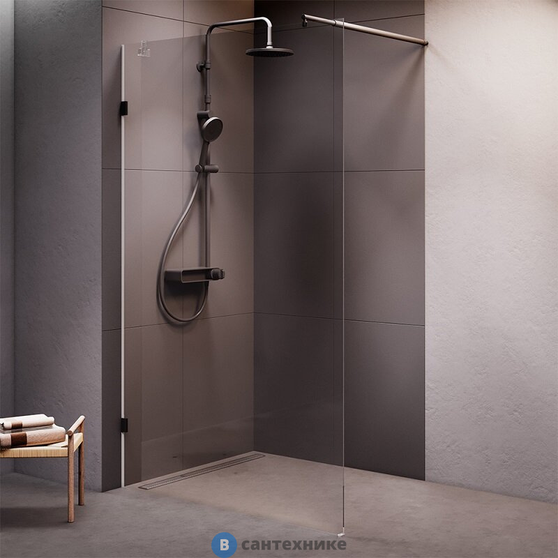 Душевая перегородка АМ.РМ W94UWI-120-F1-BTE X-Joy 120x195, стекло прозр. 8 мм, фурнитура чёрный