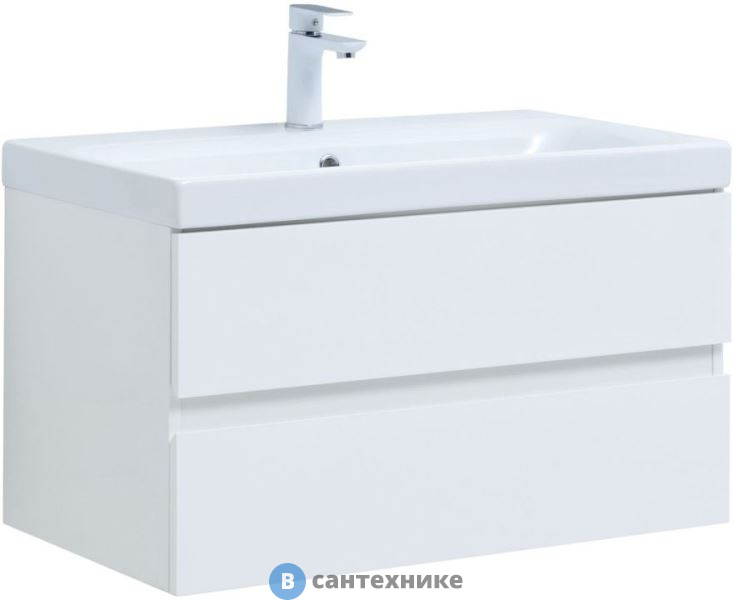 Тумба под раковину Aquanet Беркли 80 белый глянец (302351)