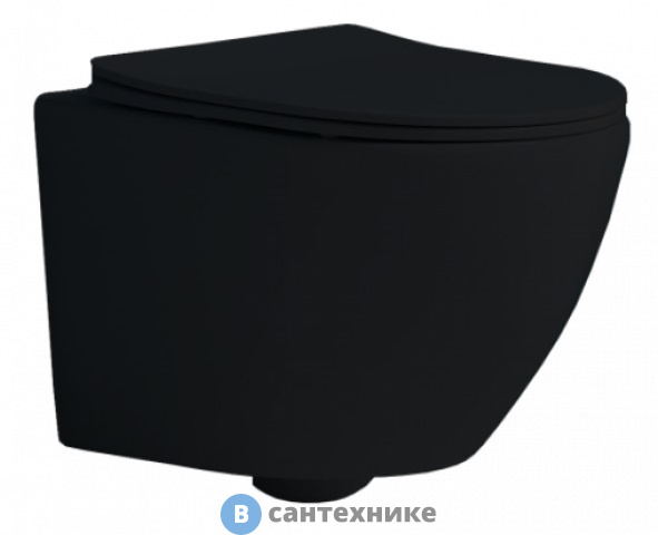 Унитаз Grossman GR-4455BMS (490*370*360) подвесной, чёрный мат., с тонкой крышкой