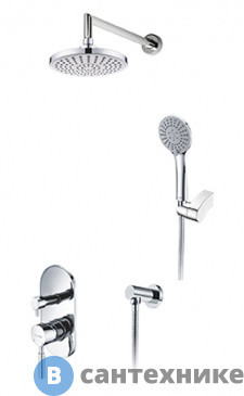 картинка Встраиваемый комплект WasserKRAFT A14129 для душа с верхней душевой насадкой и лейкой