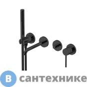 Смеситель Gattoni CIRCLE TWO встраиваемый для ванны на 4 отв, с ручной лейкой, NERO OPACO (9105/91NO)
