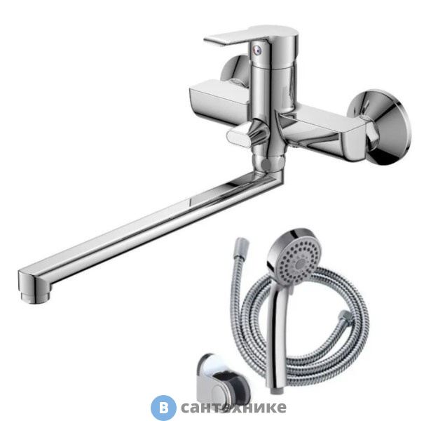 Смеситель Orange Prim M42-211cr однозахватный универсальный с душевыми аксессуары (шланг, лейка, держатель)