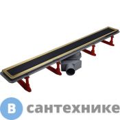 Душевой трап Pestan 13100117 линейный 750 мм CONFLUO PREMIUM LINE GOLD WITH BLACK GLASS, чёрное стекло, рамка - позолота 24К