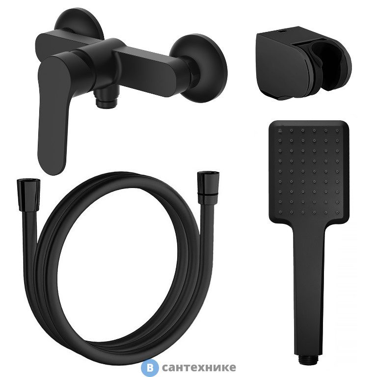 Смеситель AZARIO ELVIS AZ-WWK338155PA для душа с полным душевым набором, черный