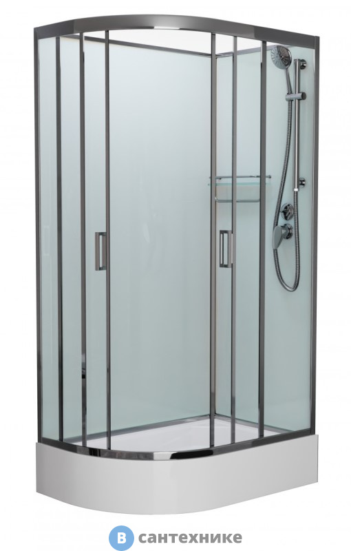 Душевая кабина Frank F412/1R М Brilliant правосторонняя средний поддон б/к (без крыши) матовое стекло