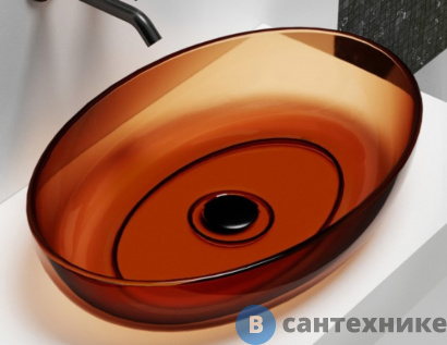 картинка Раковина ABBER Kristall AT2801Opal, накладная прозрачная, коричневый