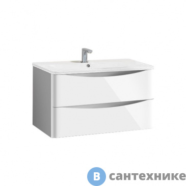 картинка Тумба под раковину Vincea Roberta 800 подвесная, 2 выкатных ящика soft close, L.White (VMC-1R800LW)