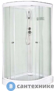 картинка Душевая кабина Aquarius ECO-8 White R поддон 15 см 120*80*215 прозрачное стекло, проф. серебро