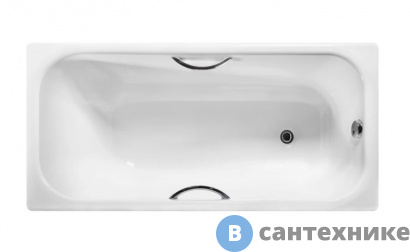 картинка Ванна чугунная WOTTE Start УР 1500х700 c отверстиями для ручек (БП-э0001102), без ножек и ручек