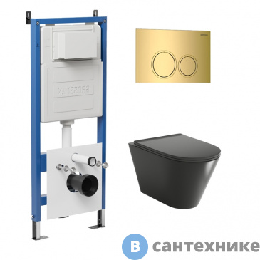 картинка Комплект 3 в 1: Grossman инсталляция 900.K31.01.000+клавиша 700.K31.01.300.300 золото глян+унитаз GR-4477BMSQ