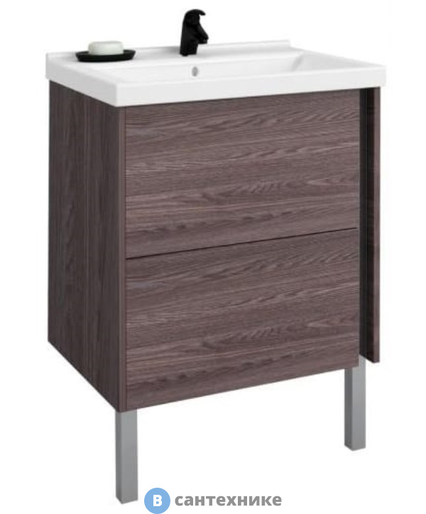 Тумба с раковиной Акватон Стоун 60 грецкий орех/Миранда 60 (1A2314K1SXC80)