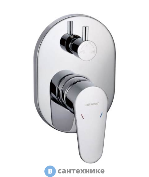 Смеситель Bravat FB848238CP-3-RUS встраиваемый в стену с корпусом 3-функц ELER, с внутренней частью