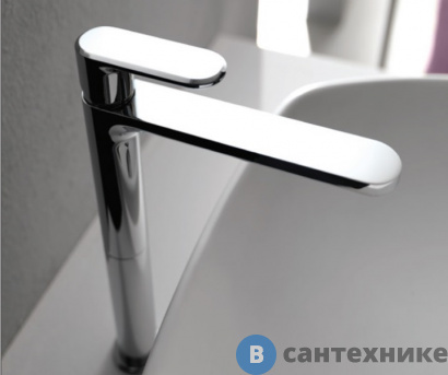 картинка Смеситель CISAL LineaViva однорычажный для раковины, высокий h221 мм, без донного клапана, хром (LV00150021)
