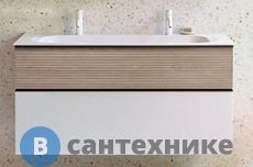 Тумба Burgbad Fiumo с умывальником 1220х490х600 мм. 2 отв под смеситель, верхн ящик в цвете FOT45, нижний ящик и база цвет F3956, ручка G0200 (SFXO122F3956FOT45G0200C0001*2)